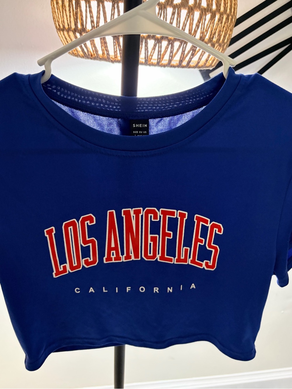 SHEIN Blue Los Angeles Graphic Crop Tee